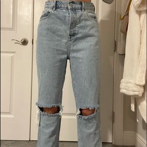 Pacsun Mom Jeans with Large Knee Rips